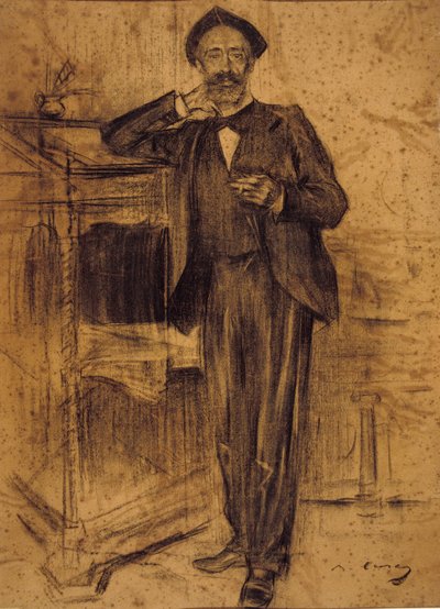 Portrait by Ramon Casas conserved at MNAC in Barcelona by Ramon Casas i Carbo